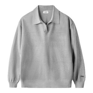 
Madden workwear American casual seagull collar polo shirt old money style gray knitted long-sleeved pullover sweater for men spring