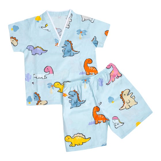 
New children's steaming clothes, pure cotton baby bath clothes, home pajamas, boys and girls, cartoon cotton dinosaurs