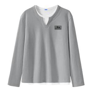 
Mark Huafei Men's T-shirt Long Sleeve 2026 New High-End Clothes Men's Waffle Contrast Color Casual Top Men