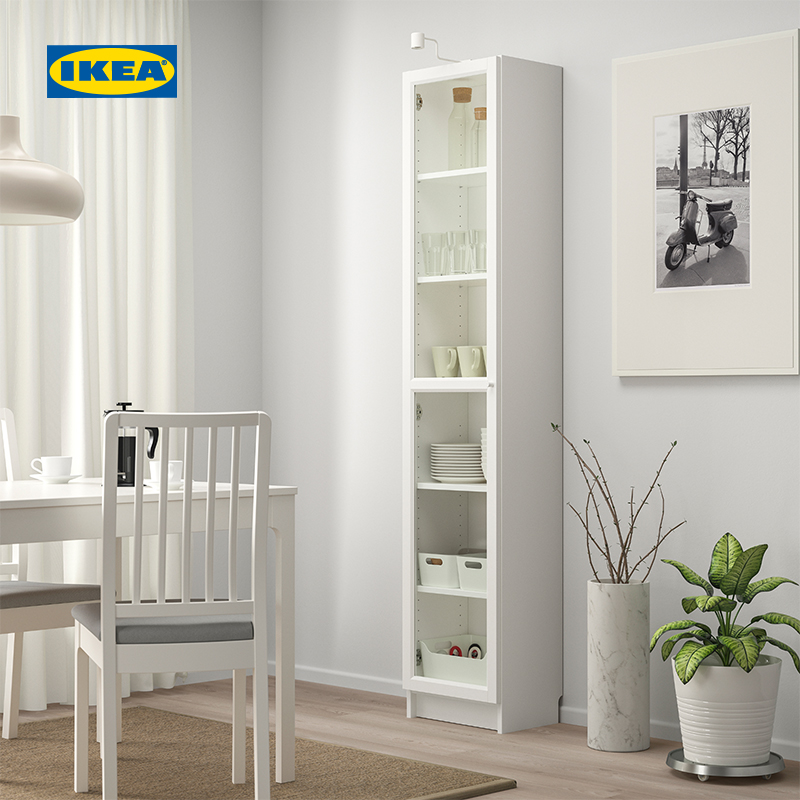 IKEA 宜家 BILLY毕利陈列收纳柜家用玻璃柜现代简约书架侘寂风柜