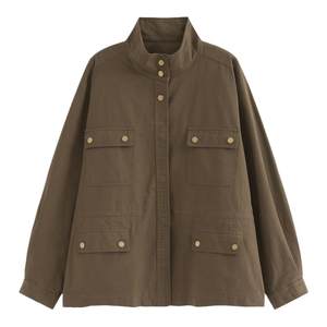 Azure stand -up collar worker trench coat in a windbreaker to wash retro jacket temperament waist loose coat commute and versatile
