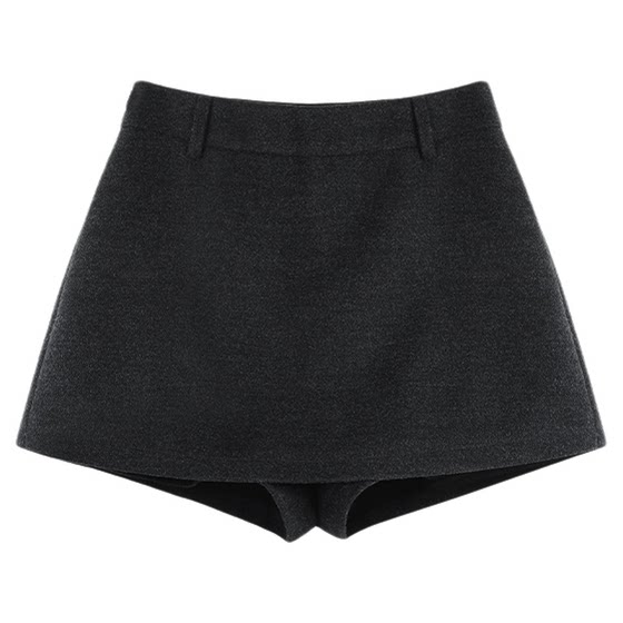 
MULVAN Korean high-waisted skirt for women in autumn and winter new slim and versatile woolen wool anti-exposure pants short skirt