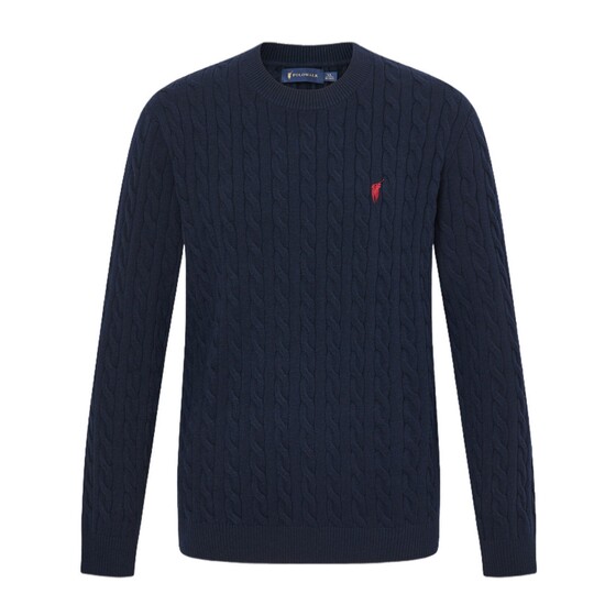 
[Special Offer] POLOWALK Men's Knitwear 2025 Autumn and Winter New Arrival Cable Sweater Round Neck Pullover Inside