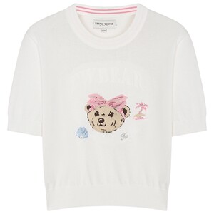 
TeenieWeenie Bear Women's Fashion Cute Silhouette Loose Short Sleeve Lightweight Summer Round Neck T-Shirt Sweater