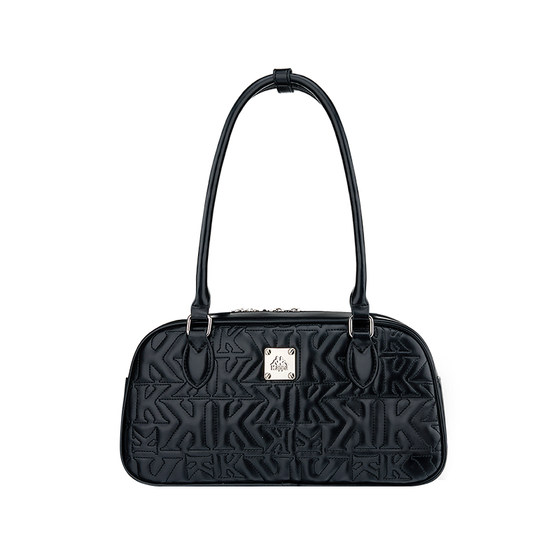 
Kappa Kappa bowling bag 2026 new trendy black new quilted shoulder bag women's commuter baguette bag
