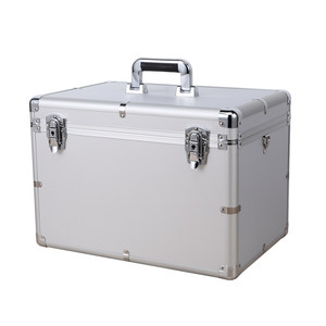 Thickened aluminum alloy tool box large size lock metal storage box instrument display suitcase with partition