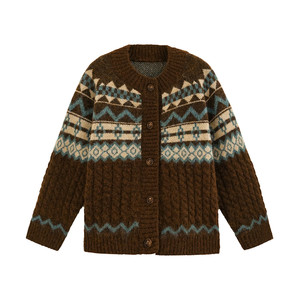 
Yantaijia children's clothing children's knitted sweater warm 2025 winter new clothes little boy wears retro cardigan
