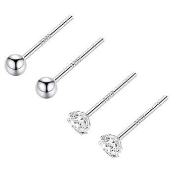 
999 sterling silver stud earrings for women with pierced ears