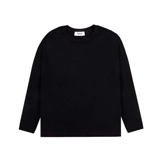 [Limited Welfare] 2 pieces of clothing! Bai Yan pure cotton solid color heavy thick long -sleeved T -shirt bottoming shirt men's black