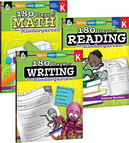 英文原版 幼儿园180天阅读写作数学3本合辑 180 Days of Practice for Kindergarten (Set of 3) Reading, Writing and Math