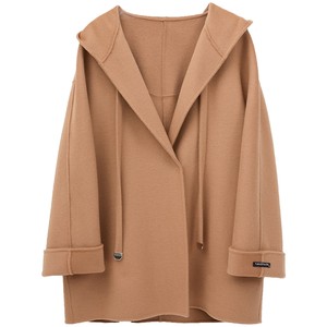 
Aijutu age-reducing sheep wool double-sided woolen coat 2025 winter new women's hooded mid-length woolen coat