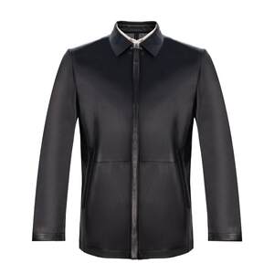 Ding copper leather coat men's black lapel middle -aged men's winter high -end business casual cotton sheep jacket jacket
