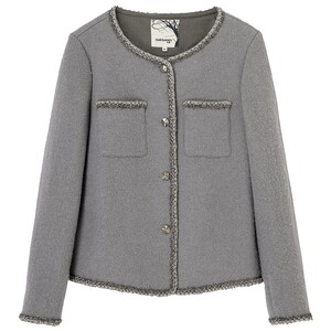 
Scene woolen coat women's new winter new simple temperament box type loose straight coat with wool short coat 1374