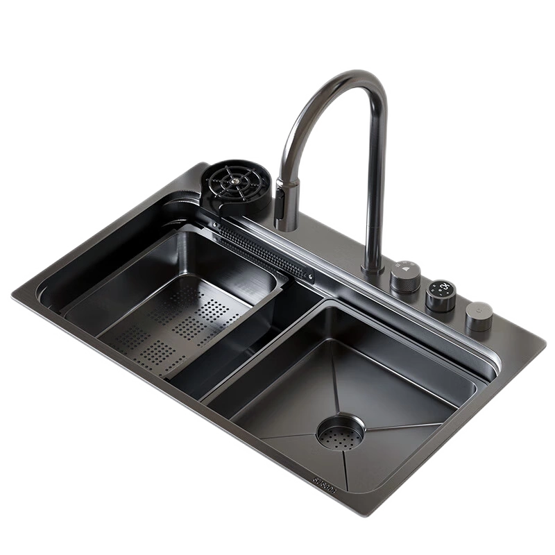 JITTGO飘雨大单槽304不锈钢水槽洗碗池厨房纳米多功能洗菜盆N95-Taobao