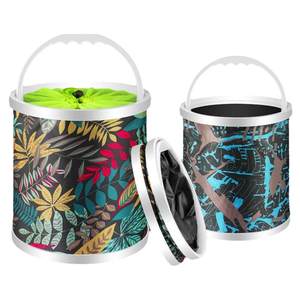 Folding bucket fishing bucket with fishing anti-jumping wild fishing net portable wild fishing bucket car outdoor canvas