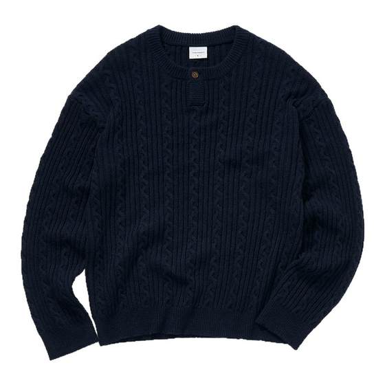 
714street Henry Collar Cable Sweater Men's 2025 Autumn and Winter New Couple Wool Knitted Sweater Top Women