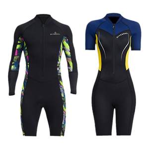 Couple diving suits for men 1.5MM long-sleeved one-piece swimsuit for women short sun protection and warm snorkeling surfing thickness splicing