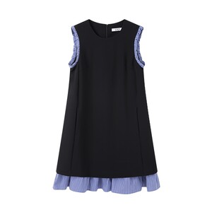 
LILY2026 new women's French temperament commuter black A-line vest skirt spliced sleeveless dress