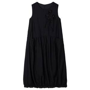 
KEIKO simple black flower bud sleeveless dress summer relaxed three-dimensional floral thin vest long skirt