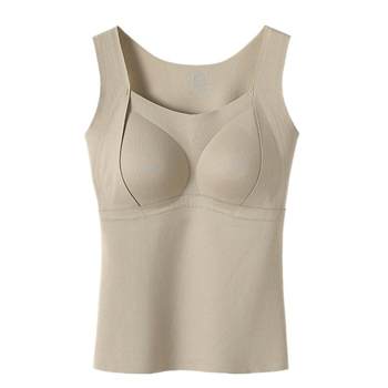 Women's thermal camisole with built-in pads and no need to wear bra