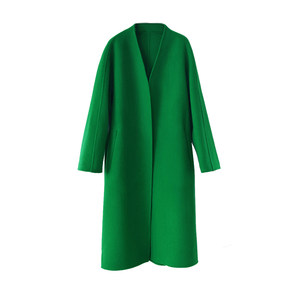 
Camel collarless double-sided cashmere woolen coat for women 2025 new high-end loose mid-length wool woolen coat winter