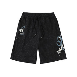 LAMLICKA black imitation washed casual shorts