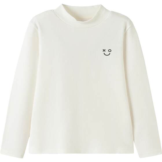 The same model in the shopping mall as Balabala children's long-sleeved T-shirts for boys and girls, autumn and winter turtleneck white tops, trendy