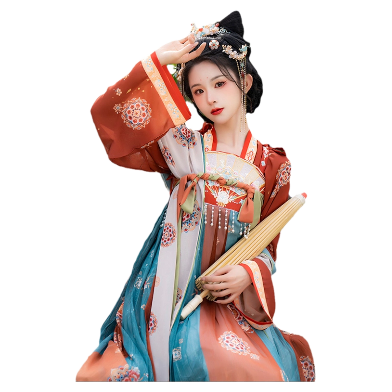 扇中芳華原創齊胸襦裙漢服女2024新款秋季復原款