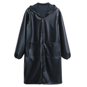 Leather men's loose and lengthened car repair machine repair breeding slaughter work clothes coveralls with hood leather gown waterproof and oil-proof