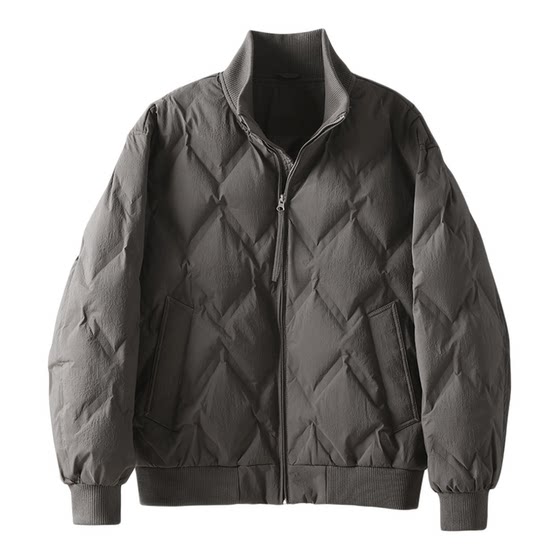 
LUUD trendy brand letter small leather label knitted stand collar down jacket men's white duck down warm windproof jacket