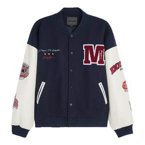 
BODYDREAM Letter Patch Embroidered Baseball Jacket Men's and Women's Spring Clothing Retro Contrast Color Splicing Couple Jacket