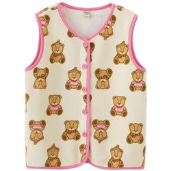 Pawinpaw Cartoon Bear Children's Clothing 2023 Winter New Style Full Print Casual Vest Home Clothing For Boys And Girls