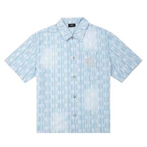 
[Self-operated] MLB shirt short-sleeved men's and women's summer beach couple's suit lapel casual denim jacket