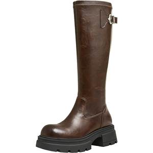 
Tianmeiyi retro thick-soled high-height knight boots women's fashion high-tube leather boots new winter KTX15DG4