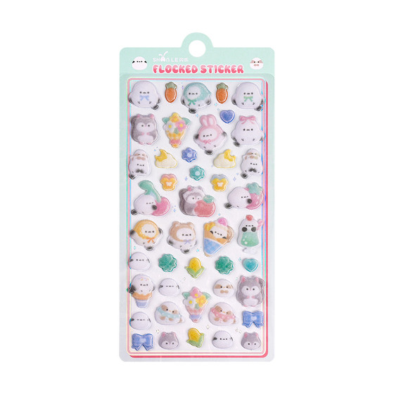 
Little nose cute animal flocked felt cloth three-dimensional 3D relief stickers for children and girls mobile phone decoration stickers