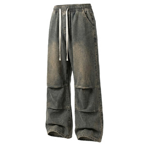 
2026 Spring and Autumn New Teenagers American Niche Patchwork Jeans Boys High Street Versatile Loose Pants