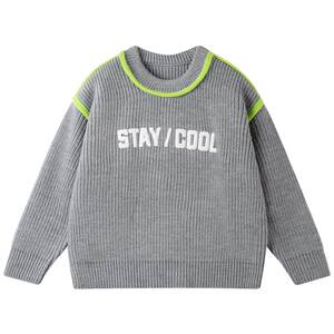 
Boys' letter printed round neck sweater autumn and winter new pullover children's wool warm thick knitted top