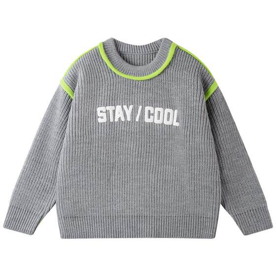 
Boys' letter printed round neck sweater autumn and winter new pullover children's wool warm thick knitted top