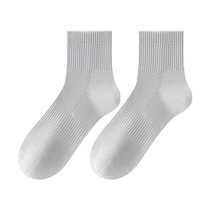 
White mid-calf socks summer thin boneless men's socks mesh breathable antibacterial and deodorant summer sports pure cotton socks