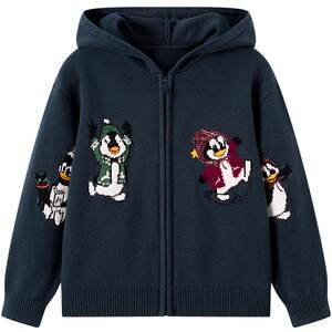 
MINIPEACE Peacebird children's clothing boys' hooded zipper sweater jacket autumn new children's knitted cardigan
