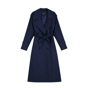 
pusumede Gaozhi Model Classic Lapel Double-Breasted Coat Women's High-Quality Waist Long Windbreaker Jacket