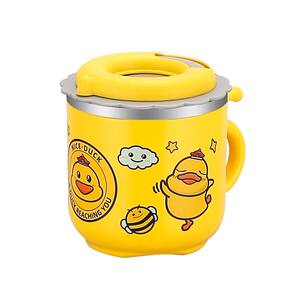 
Cartoon water cup for children, baby and toddler, portable, heat-insulated, anti-scalding, leak-proof, covered, graduated stainless steel straw