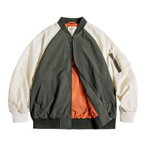 
Maden workwear American retro contrasting color MA1 pilot jacket color block rag-shoulder baseball uniform casual jacket men spring