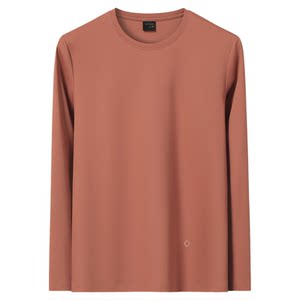 Autumn men's round neck long-sleeved T-shirt pure cotton mercerized cotton bottoming shirt solid color ice silk high-end T-shirt 2025 men's clothing