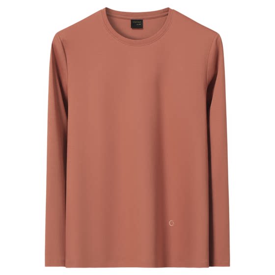 Autumn men's round neck long-sleeved T-shirt pure cotton mercerized cotton bottoming shirt solid color ice silk high-end T-shirt 2025 men's clothing