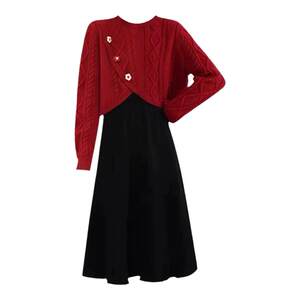 
Jingqi Maternity Dress Red Suit Autumn and Spring New Year Wear Small Sweater Skirt New Year's Jersey
