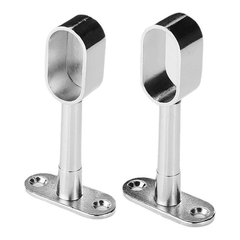 Staffa per asta per armadio, 4 staffe a flangia per asta della tenda, in acciaio inox, con vite regolabile, supporto per asta per tende, adatte per tende da doccia (28 mm