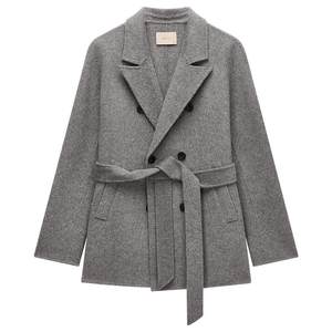 
[End of Season Discount] Oushili Wool Double-sided Lapel Lapel Buttoned Jacket Mid-Length Belt 2025 Autumn and Winter