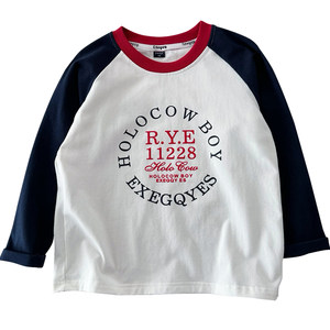 
Pure cotton soft glutinous ~ Boys raglan sleeves round neck T-shirt medium-sized children's fashionable letters long-sleeved base shirt fashionable top