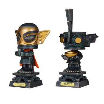 Sanxingdui Museum Cultural and Creative Prayer God Officer Desktop Living Room Swing Motor Creative Cultural Relics Hand -Office Decoration Festival Gifts
